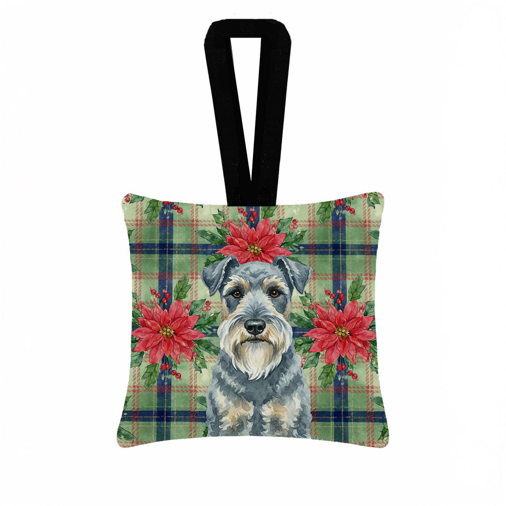 Kerry Blue Terrier Christmas PoinsettIas Hanging Square Fabric Ornament 3.5 � 3.5 Decorative Door-Knob & Tree Hanger, Soft Fabric