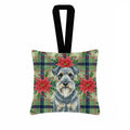 Kerry Blue Terrier Christmas PoinsettIas Hanging Square Fabric Ornament 3.5 � 3.5 Decorative Door-Knob & Tree Hanger, Soft Fabric