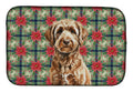 Chocolate Labradoodle Christmas PoinsettIas Dish Drying Mat Absorbent Dish Drying Mat Pad for Kitchen Counter Dish Drainer Mat for Countertop, 14 x 21", Multicolor