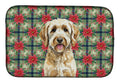 Labradoodle Christmas PoinsettIas Dish Drying Mat Absorbent Dish Drying Mat Pad for Kitchen Counter Dish Drainer Mat for Countertop, 14 x 21", Multicolor