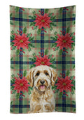 Labradoodle Christmas PoinsettIas Kitchen Towel Velour Plush Front and Cotton Loop Back Machine Washable