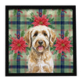 Labradoodle Christmas PoinsettIas Framed Metal Print Bathroom, Kitchen, Office, Home Decor Wall Art Ready to Hang, Square, 8X8