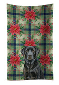 Black Labrador Retriever Christmas PoinsettIas Kitchen Towel Velour Plush Front and Cotton Loop Back Machine Washable
