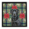 Black Labrador Retriever Christmas PoinsettIas Framed Metal Print Bathroom, Kitchen, Office, Home Decor Wall Art Ready to Hang, Square, 8X8