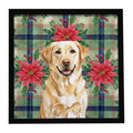 Yellow Labrador Retriever Christmas PoinsettIas Framed Metal Print Bathroom, Kitchen, Office, Home Decor Wall Art Ready to Hang, Square, 8X8
