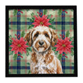 Lagotto Romagnolo Christmas PoinsettIas Framed Metal Print Bathroom, Kitchen, Office, Home Decor Wall Art Ready to Hang, Square, 8X8
