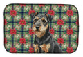 Black and Tan Lakeland Terrier Christmas PoinsettIas Dish Drying Mat Absorbent Dish Drying Mat Pad for Kitchen Counter Dish Drainer Mat for Countertop, 14 x 21", Multicolor