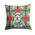 Blue Lakeland Terrier Christmas PoinsettIas Decorative Throw Pillow 18x18 Indoor Outdoor Accent Cushion, Fabric Cover with Insert for Sofa, Bed, Porch & Living Room