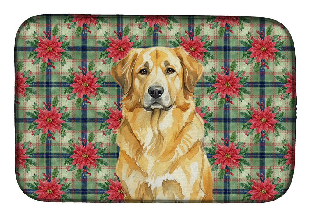 Lion Yellow Leonberger Christmas PoinsettIas Dish Drying Mat Absorbent Dish Drying Mat Pad for Kitchen Counter Dish Drainer Mat for Countertop, 14 x 21", Multicolor