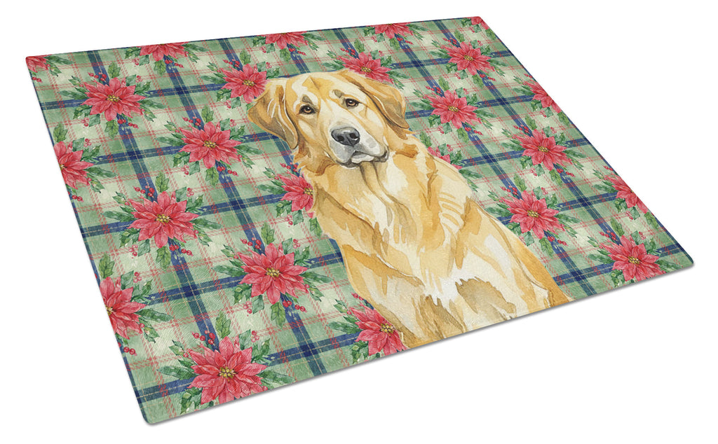 Lion Yellow Leonberger Christmas PoinsettIas Cutting Board Tempered Glass Kitchen Cutting Surface, Heat Resistant Chopping, Non-Slip Feet, Food Prep & Serving