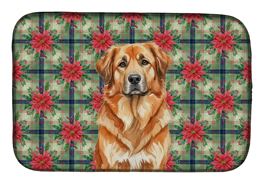 Red Leonberger Christmas PoinsettIas Dish Drying Mat Absorbent Dish Drying Mat Pad for Kitchen Counter Dish Drainer Mat for Countertop, 14 x 21", Multicolor