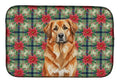 Red Leonberger Christmas PoinsettIas Dish Drying Mat Absorbent Dish Drying Mat Pad for Kitchen Counter Dish Drainer Mat for Countertop, 14 x 21", Multicolor