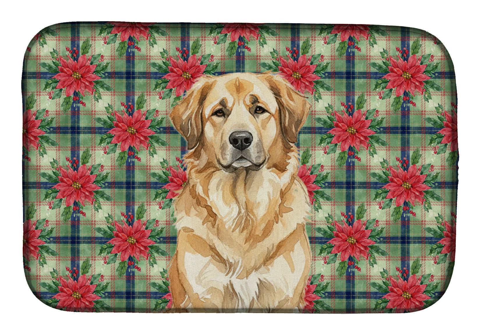 Sandy Leonberger Christmas PoinsettIas Dish Drying Mat Absorbent Dish Drying Mat Pad for Kitchen Counter Dish Drainer Mat for Countertop, 14 x 21", Multicolor
