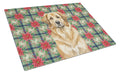 Sandy Leonberger Christmas PoinsettIas Cutting Board Tempered Glass Kitchen Cutting Surface, Heat Resistant Chopping, Non-Slip Feet, Food Prep & Serving