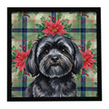 Black Lhasa Apso Christmas PoinsettIas Framed Metal Print Bathroom, Kitchen, Office, Home Decor Wall Art Ready to Hang, Square, 8X8