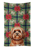 Red Lhasa Apso Christmas PoinsettIas Kitchen Towel Velour Plush Front and Cotton Loop Back Machine Washable