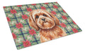 Red Lhasa Apso Christmas PoinsettIas Cutting Board Tempered Glass Kitchen Cutting Surface, Heat Resistant Chopping, Non-Slip Feet, Food Prep & Serving