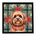 Red Lhasa Apso Christmas PoinsettIas Framed Metal Print Bathroom, Kitchen, Office, Home Decor Wall Art Ready to Hang, Square, 8X8