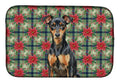 Manchester Terrier Christmas PoinsettIas Dish Drying Mat Absorbent Dish Drying Mat Pad for Kitchen Counter Dish Drainer Mat for Countertop, 14 x 21", Multicolor