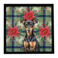 Manchester Terrier Christmas PoinsettIas Framed Metal Print Bathroom, Kitchen, Office, Home Decor Wall Art Ready to Hang, Square, 8X8