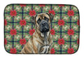 Brindle Mastiff Christmas PoinsettIas Dish Drying Mat Absorbent Dish Drying Mat Pad for Kitchen Counter Dish Drainer Mat for Countertop, 14 x 21", Multicolor