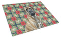 Brindle Mastiff Christmas PoinsettIas Cutting Board Tempered Glass Kitchen Cutting Surface, Heat Resistant Chopping, Non-Slip Feet, Food Prep & Serving
