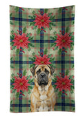 Fawn Mastiff Christmas PoinsettIas Kitchen Towel Velour Plush Front and Cotton Loop Back Machine Washable