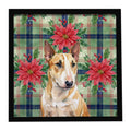 Miniature Bull Terrier Christmas PoinsettIas Framed Metal Print Bathroom, Kitchen, Office, Home Decor Wall Art Ready to Hang, Square, 8X8
