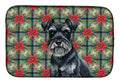 Black Miniature Schnauzer Christmas PoinsettIas Dish Drying Mat Absorbent Dish Drying Mat Pad for Kitchen Counter Dish Drainer Mat for Countertop, 14 x 21", Multicolor