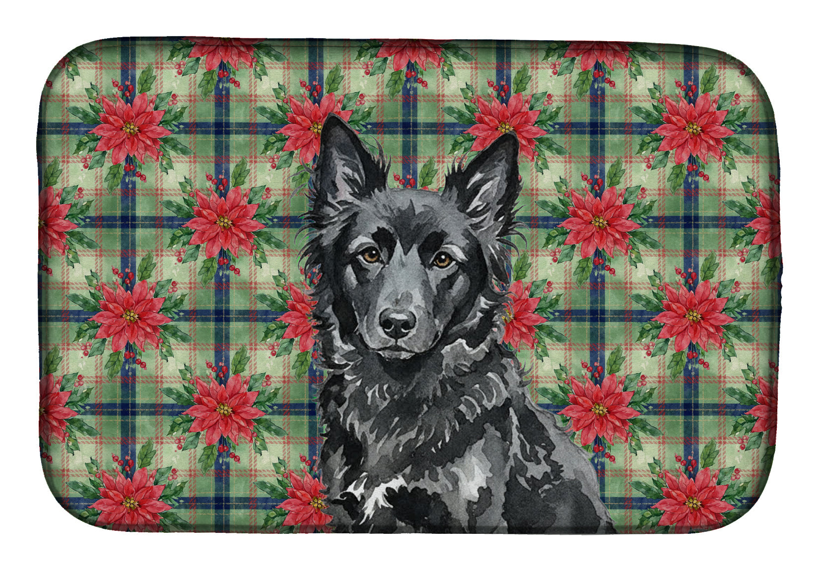 Mudi Christmas PoinsettIas Dish Drying Mat Absorbent Dish Drying Mat Pad for Kitchen Counter Dish Drainer Mat for Countertop, 14 x 21", Multicolor