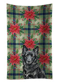 Mudi Christmas PoinsettIas Kitchen Towel Velour Plush Front and Cotton Loop Back Machine Washable