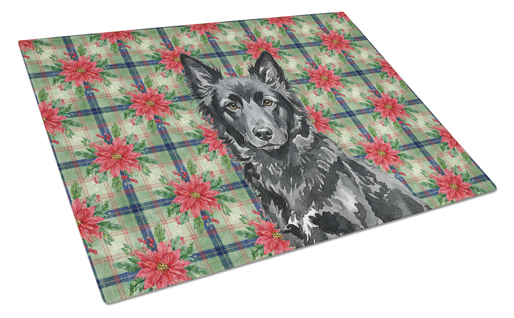Mudi Christmas PoinsettIas Cutting Board Tempered Glass Kitchen Cutting Surface, Heat Resistant Chopping, Non-Slip Feet, Food Prep & Serving