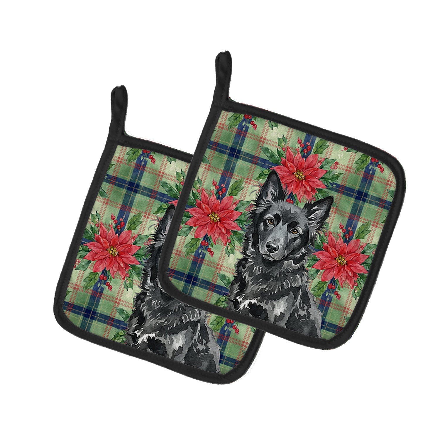 Mudi Christmas PoinsettIas Pot Holder Set of 2 Heat Resistant Quilted Hot Pads 7.5 x 7.5 Inch, Insulated Kitchen Trivets for Cooking & Baking