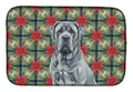 Blue Neapolitan Mastiff Christmas PoinsettIas Dish Drying Mat Absorbent Dish Drying Mat Pad for Kitchen Counter Dish Drainer Mat for Countertop, 14 x 21", Multicolor