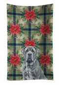 Blue Neapolitan Mastiff Christmas PoinsettIas Kitchen Towel Velour Plush Front and Cotton Loop Back Machine Washable