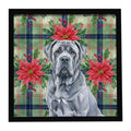 Blue Neapolitan Mastiff Christmas PoinsettIas Framed Metal Print Bathroom, Kitchen, Office, Home Decor Wall Art Ready to Hang, Square, 8X8