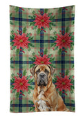 Neapolitan Mastiff Christmas PoinsettIas Kitchen Towel Velour Plush Front and Cotton Loop Back Machine Washable