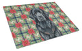 Black Newfoundland Christmas PoinsettIas Cutting Board Tempered Glass Kitchen Cutting Surface, Heat Resistant Chopping, Non-Slip Feet, Food Prep & Serving