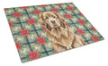 Brown Newfoundland Christmas PoinsettIas Cutting Board Tempered Glass Kitchen Cutting Surface, Heat Resistant Chopping, Non-Slip Feet, Food Prep & Serving