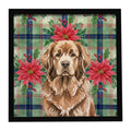 Brown Newfoundland Christmas PoinsettIas Framed Metal Print Bathroom, Kitchen, Office, Home Decor Wall Art Ready to Hang, Square, 8X8
