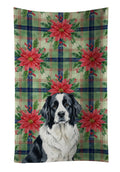 Landseer Newfoundland Christmas PoinsettIas Kitchen Towel Velour Plush Front and Cotton Loop Back Machine Washable