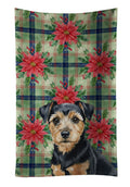 Black and Tan Norfolk Terrier Christmas PoinsettIas Kitchen Towel Velour Plush Front and Cotton Loop Back Machine Washable
