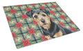 Black and Tan Norfolk Terrier Christmas PoinsettIas Cutting Board Tempered Glass Kitchen Cutting Surface, Heat Resistant Chopping, Non-Slip Feet, Food Prep & Serving