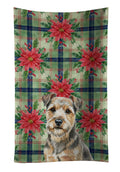 Grizzle and Tan Norfolk Terrier Christmas PoinsettIas Kitchen Towel Velour Plush Front and Cotton Loop Back Machine Washable