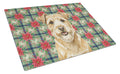 Wheaten Norfolk Terrier Christmas PoinsettIas Cutting Board Tempered Glass Kitchen Cutting Surface, Heat Resistant Chopping, Non-Slip Feet, Food Prep & Serving