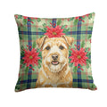 Wheaten Norfolk Terrier Christmas PoinsettIas Decorative Throw Pillow 18x18 Indoor Outdoor Accent Cushion, Fabric Cover with Insert for Sofa, Bed, Porch & Living Room