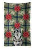 Norwegian Elkhound Christmas PoinsettIas Kitchen Towel Velour Plush Front and Cotton Loop Back Machine Washable