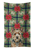 Norwich Terrier Christmas PoinsettIas Kitchen Towel Velour Plush Front and Cotton Loop Back Machine Washable