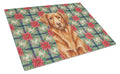 Copper Nova Scotia Duck Tolling Retriever Christmas PoinsettIas Cutting Board Tempered Glass Kitchen Cutting Surface, Heat Resistant Chopping, Non-Slip Feet, Food Prep & Serving