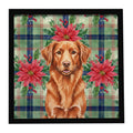 Copper Nova Scotia Duck Tolling Retriever Christmas PoinsettIas Framed Metal Print Bathroom, Kitchen, Office, Home Decor Wall Art Ready to Hang, Square, 8X8